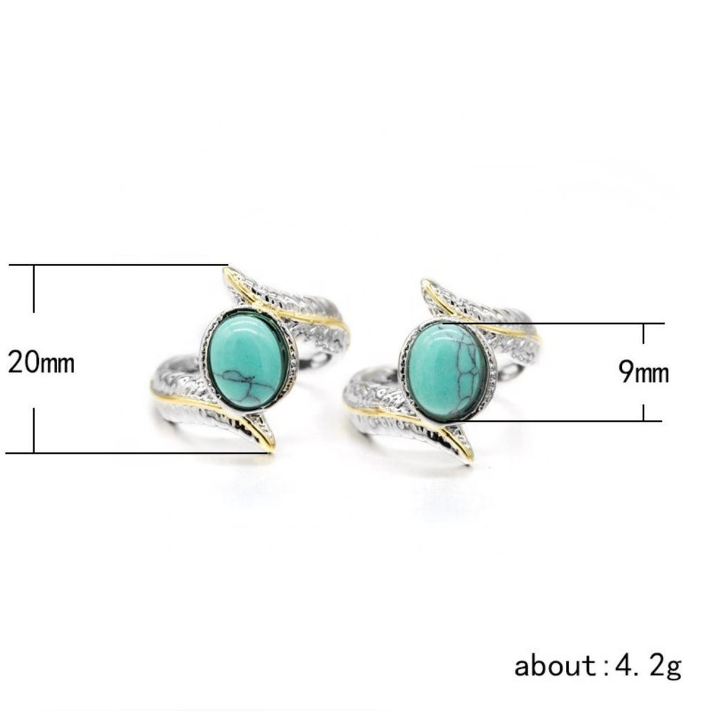 💝925 Silver Plated Green Turquoise Leather Shape Cut Ring, GPMB1514 - Picture 6 of 6